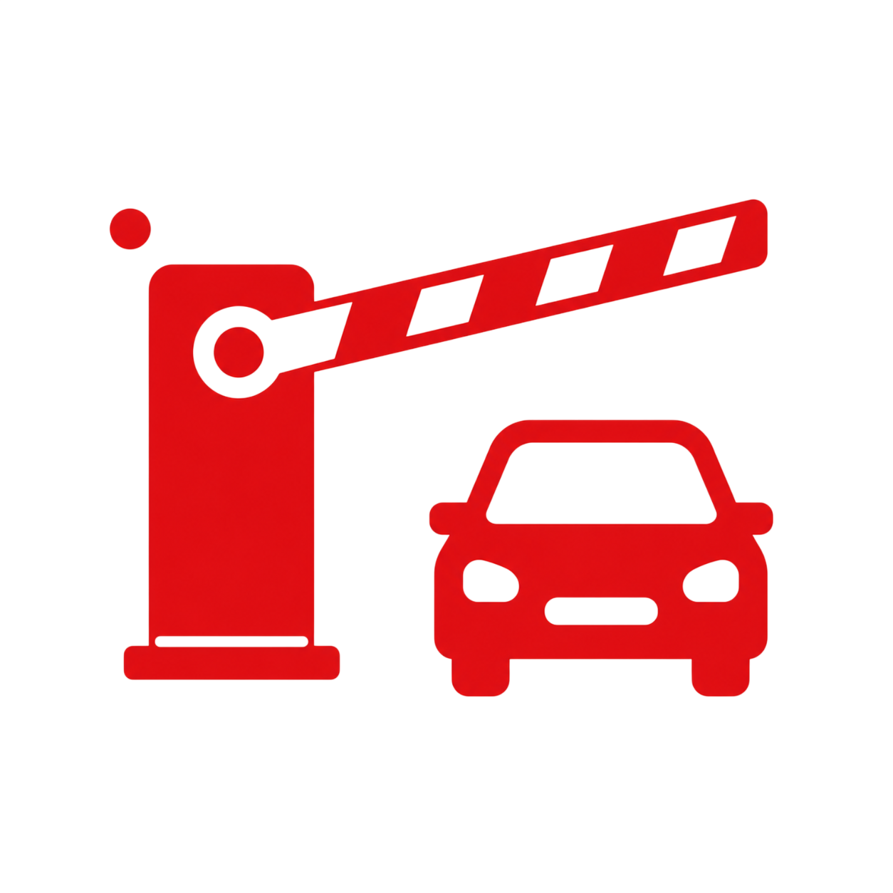 Industrial heavy-duty boom barrier with vehicle icon