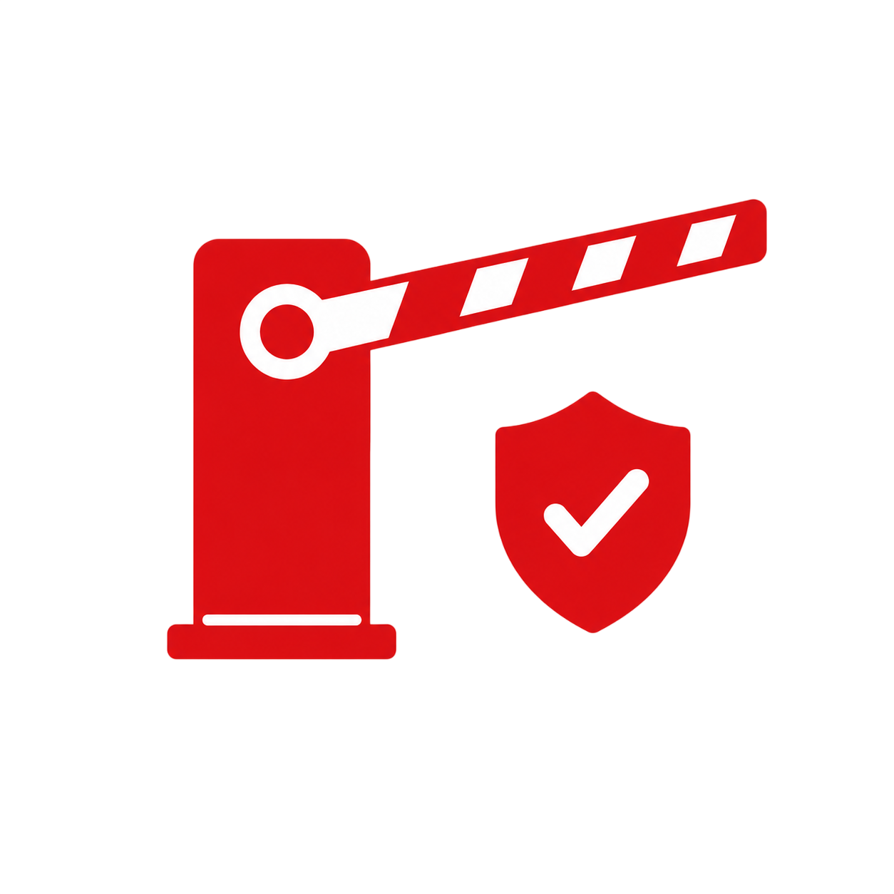 High-security boom barrier with shield protection icon